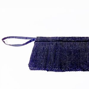 Women's Wristlet Clutch Navy Blue Recycled VHS